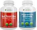 Riz de levure rouge purement holistique 1200mg avec CoQ10 & Niacine + Glycinat de magnésium 400mg - 120 Capsules + 270 comprimés - Fabriqué aux États-Unis