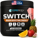 CoreBody Switch Energy Drink Mix - Nootropics Cerveau Supplément pour la mémoire et la focalisation, Sugar Free Energy Booster avec Nootropics, Alpha GPC, All Day Focus* (Tropical Punch)
