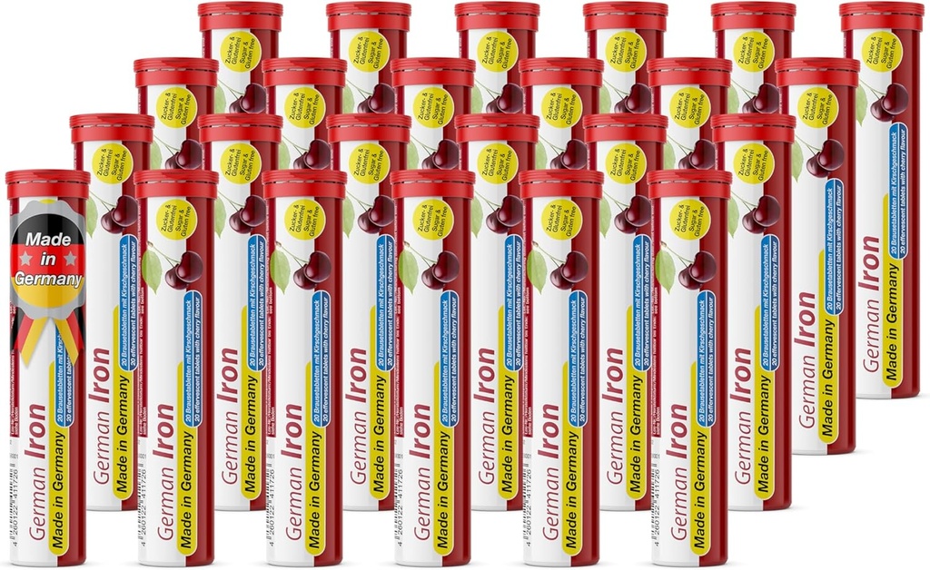 T&D allemand de fer 14 mg - 480 Végétaux boissons comprimés effervescents - cerise saveur - Fabriqué en Allemagne