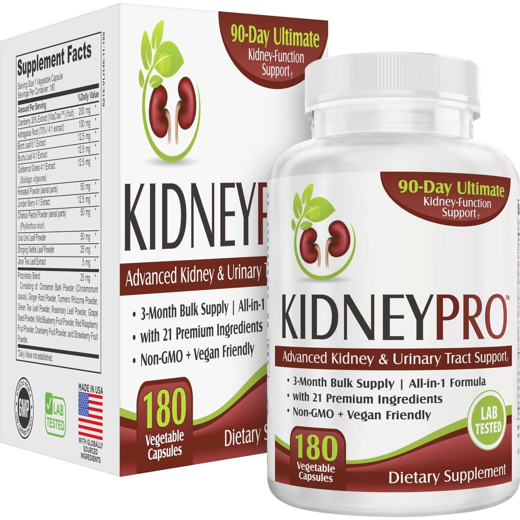 Supplément de 3 mois avec 21 suppléments de santé rénaux Supplément de soutien pour les reins et le trac urinaire Supplément de soutien pour les reins et le trac urinaire Supplément de 90 jours en vrac Supplément de 180 capsules