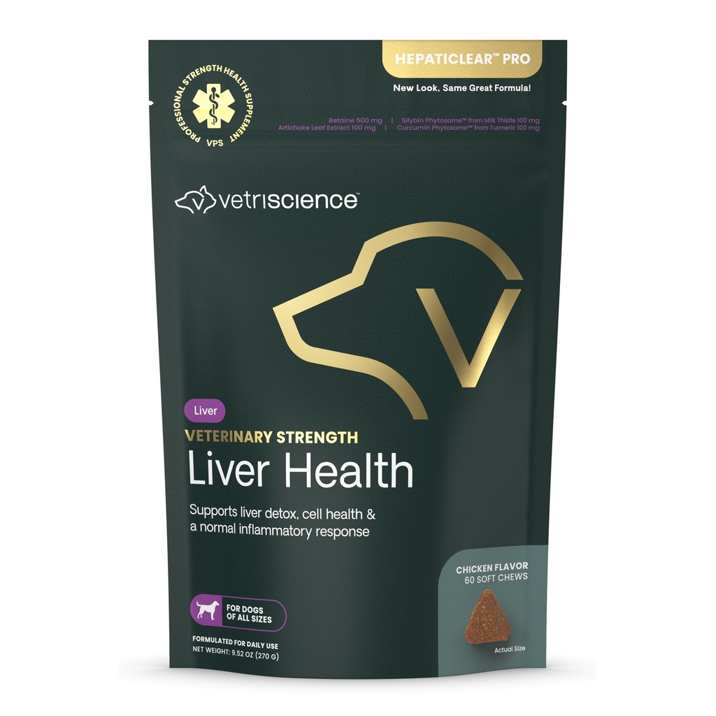 VetriScience Veterinary Strength Foter Health Chews - Supplément de soins du foie canin pour le soutien de la détox - Supplément de chien - Supports système immunitaire - Pas de jeûne requis - 60 Compte
