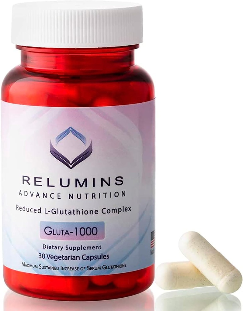 Relumins Advance Nutrition Gluta 1000 - L-Glutathion réduit, acide alpha lipoïque et HIPS rose, antioxydant pour la peau et le bien-être général, fabriqués aux États-Unis - 30 capsules (15 jours d'approvisionnement)