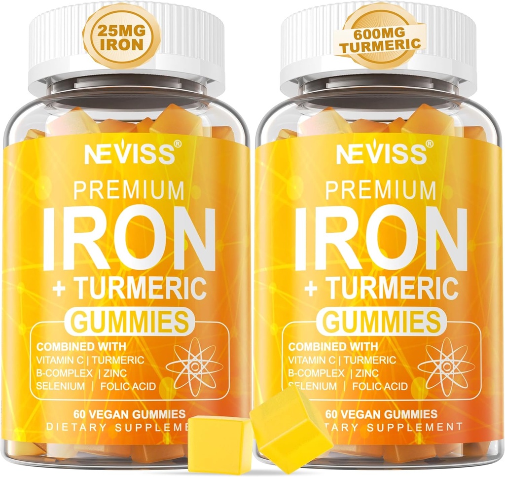 NEVISS Vegan Iron Gummies, 120Cts