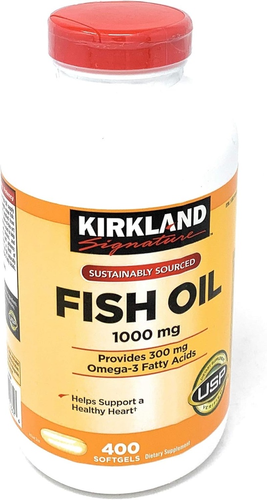 Kirkland Signature Huile de poisson Concentré avec les acides gras oméga-3, 800 softgels, 1000mg
