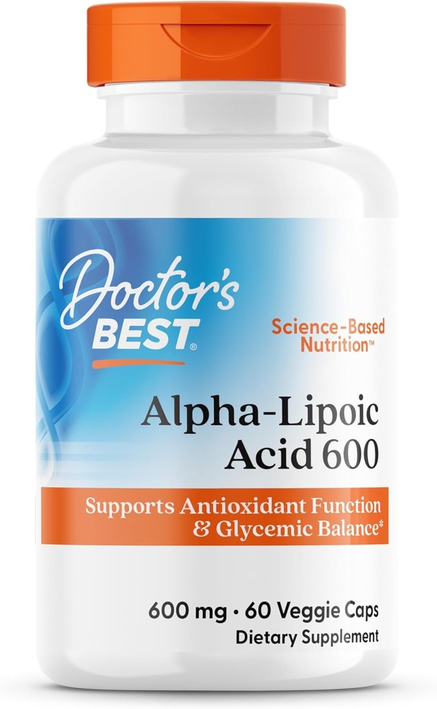 Meilleur acide alpha-lipoïque de docteur 600, soutient la fonction antioxydante et les équilibres glycémiques, non-OGM, sans gluten, végétalien, sans soja, 600 mg, 60 capsules de légumes