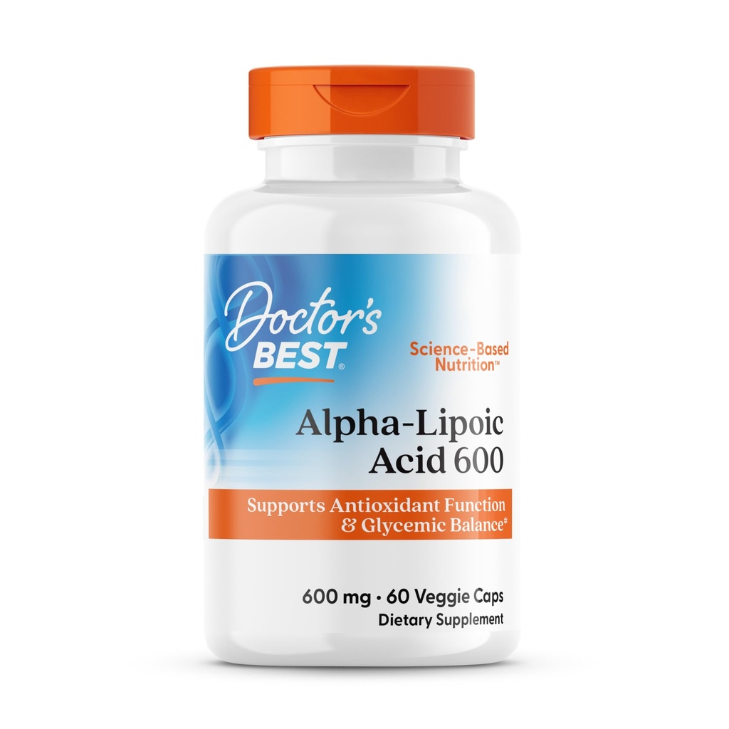 Meilleur acide alpha-lipoïque de docteur 600, soutient la fonction antioxydante et les équilibres glycémiques, non-OGM, sans gluten, végétalien, sans soja, 600 mg, 60 capsules de légumes