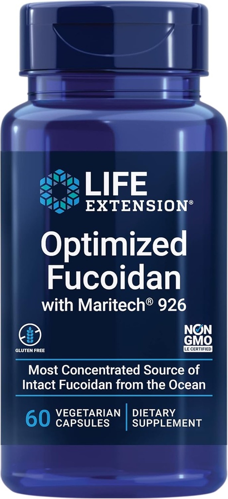 Extension de vie Fucoidan optimisé avec Maritech® 926, favorise une fonction immunitaire saine, sans gluten, sans OGM, végétarienne, 60 capsules