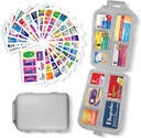 Pill Organizer with Medicine Labels 161 Labels Travel Daily Pill Container Mini Organizer Storage Pill Organizer Travel Essentials Pill Case 7 Day (Grey, 1 Pack)