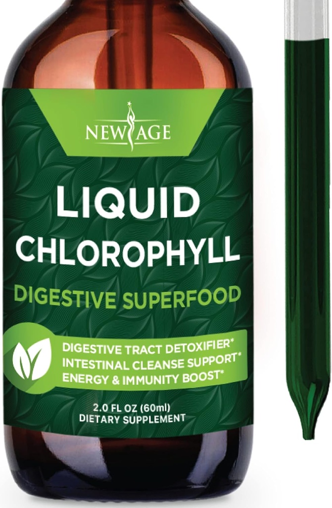 NOUVELLES gouttes liquides de chlorophylle d'AGE - Concentrate naturel – Energy Booster, Digestion et système immunitaire Supports, Déodorant interne, Fonction hépatique - (2 Fl Oz (paquet de 1))