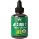 Supplément de vitamine biologique A liquide de l'USDA. Vegan Haute Biodisponibilité pour la santé des yeux, de la peau et des os. pour les adultes, les hommes, les femmes, les enfants. Palmitate de rétinyle organique. Sans gluten, zéro sucre