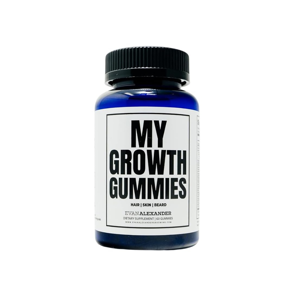 Evan Alexander Grooming My Growth Gummies (en anglais seulement) Healthy Hair & Beard Growth Support (en anglais seulement) Stronger Hair Follicles & Better Skin (en anglais seulement) Strawberry & Coconut Flavor (en anglais seulement) Vitamines C, D3, B6, B12 & Biotin (en anglais seulement) 60 Gummies