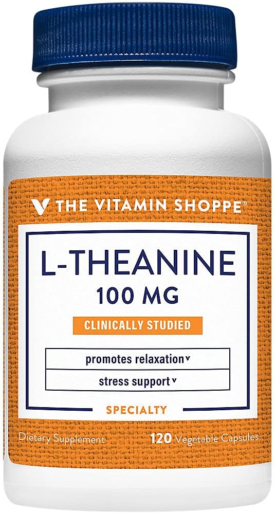 La Vitamine Shoppe L-Theanine 100MG, ingrédient étudié cliniquement, soutient la relaxation et le stress (120 capsules)