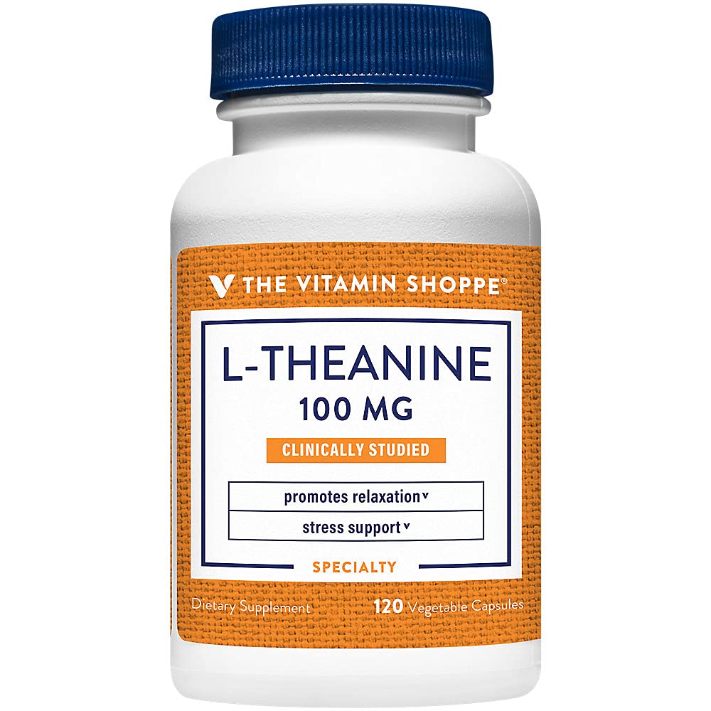 The Vitamin Shoppe L-Theanine 100MG - Calm Focus, Stress Support & Relaxation, Amino Acid from Green Tea (120 Capsules)