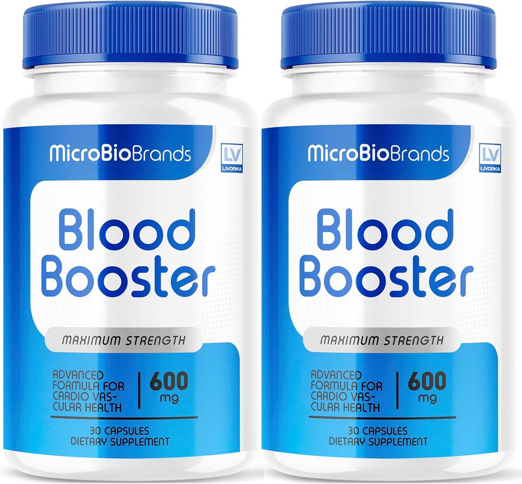 (2 Pack) Microbio Blood Booster, Microbio Blood Booster pilules, Micro Bio Blood Booster marque, Micro Bio Blood Booster formule avancée, Microbio marques BloodBooster, 60 capsules pendant 2 mois