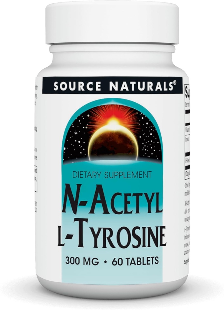 Source Naturals N-Acetyl L-Tyrosine Dietary Supplement, 300 mg - 60 Tablets