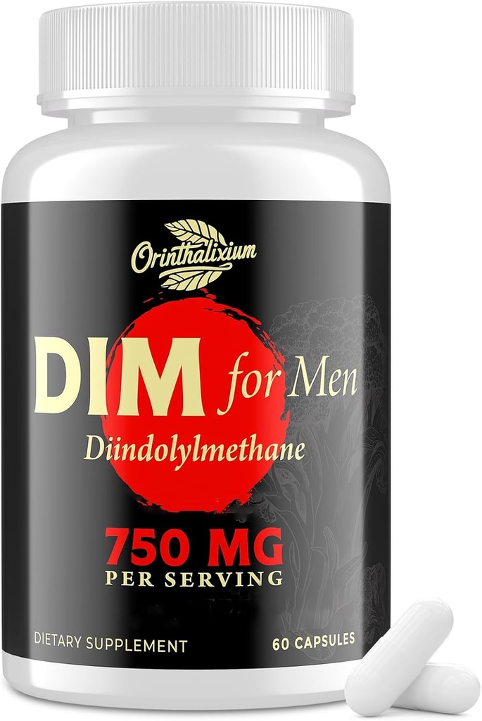 DIM pour les hommes 750MG – Balance hormonale, support astrogénique pour les hommes, supplément DIM, détox, Vitalité et performance de fitness – Chrysine et extrait de poivre noir, 60 capsules (1 bouteille)