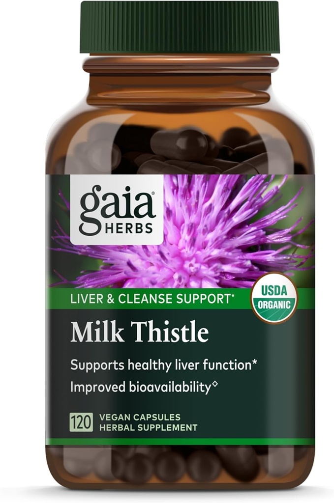 Gaia Herbes Thistle Lait - Supplément hépatique et soutien pour aider à maintenir une fonction hépatique saine* - 120 capsules véganes (40 jours d'approvisionnement)