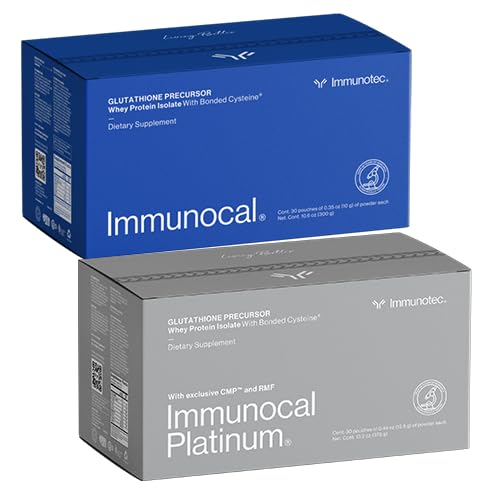 Immunocal Supplement Pack of 2 – 1 Regular and 1 Platinum – Whey Protein Isolate and Glutathione Precursor – 30 Servings