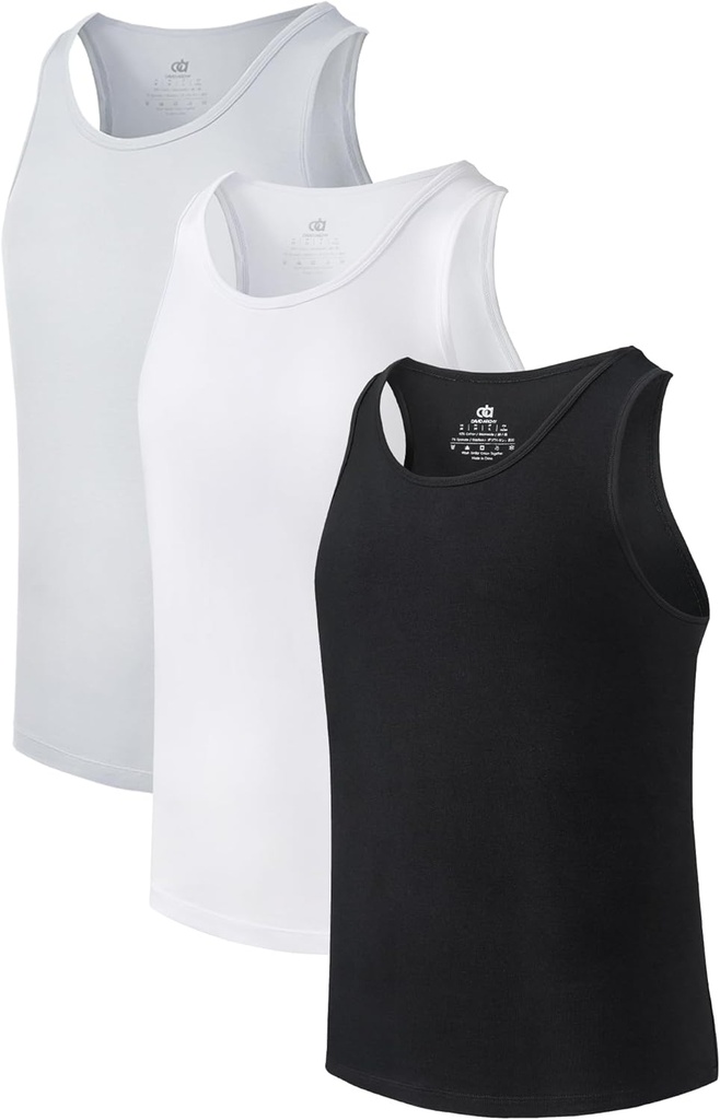 DAVID ARCHY Tank Homme Top Bamboo Rayon Sous-shirts Tank Shirt Hydratant pour Homme, 3 ou 5 Pack