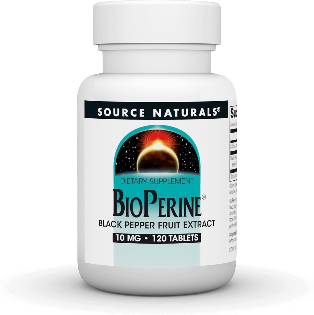 Source Naturals BioPerine - Black Pepper Fruit Extract, Promotes Nutrient Absorption* 10 mg, 120 Tablets