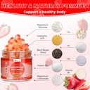 Glycinat de magnésium 600mg pour adulte, supplément de potassium de magnésium sans sucre avec le malate de magnésium, vitamine D3, K2, B6 et CoQ10 pour calme, sommeil, soutien musculaire - Fraise, 90 Compte