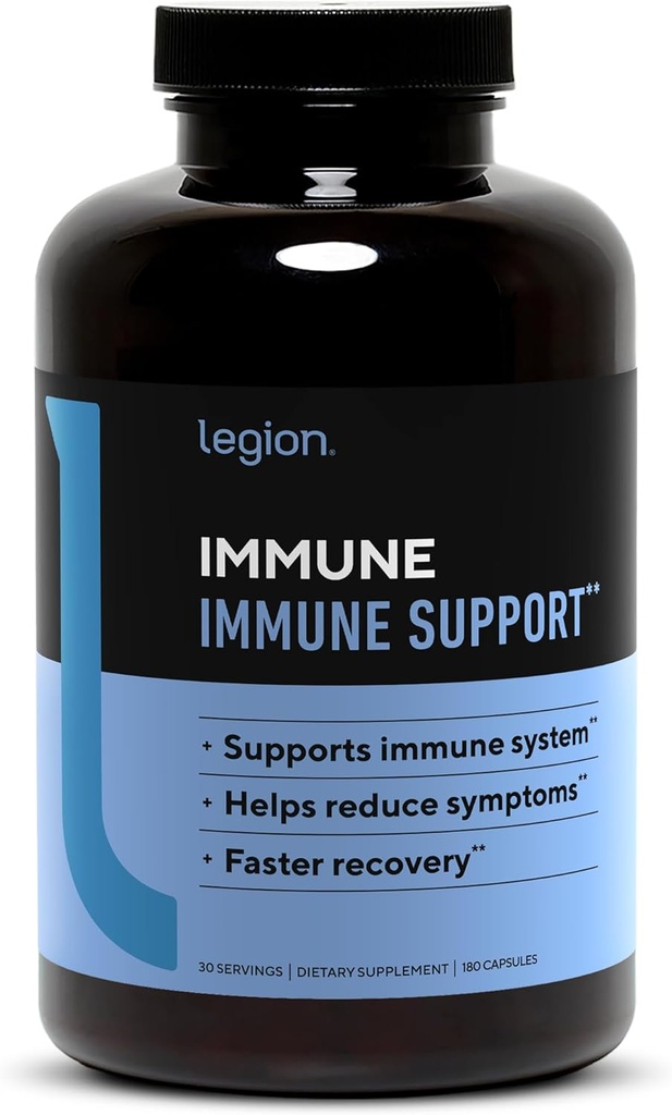 LÉGION Immune- Immune Booster pour les adultes, le soutien du système d'immunité naturelle avec Vitamine C (500mg), Ginseng américain, Guduchi, et supplément d'ail.