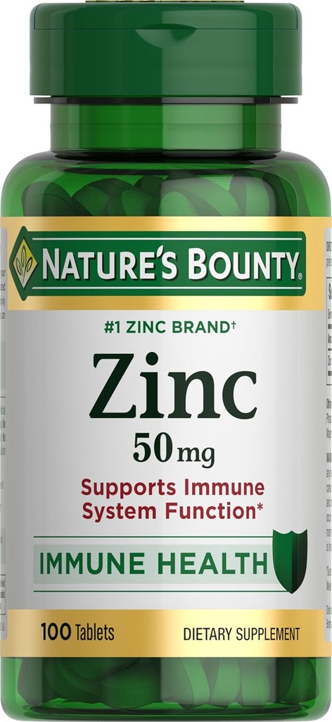 Nature=S Bounty Zinc 50mg=1 Système immunitaire, peau et antioxydant Soutien à la santé=1 Contribue à la formation d'ADN=1 Végétarien, non OGM, sans gluten=100 Caplets, 1 portion par jour pour la santé quotidienne