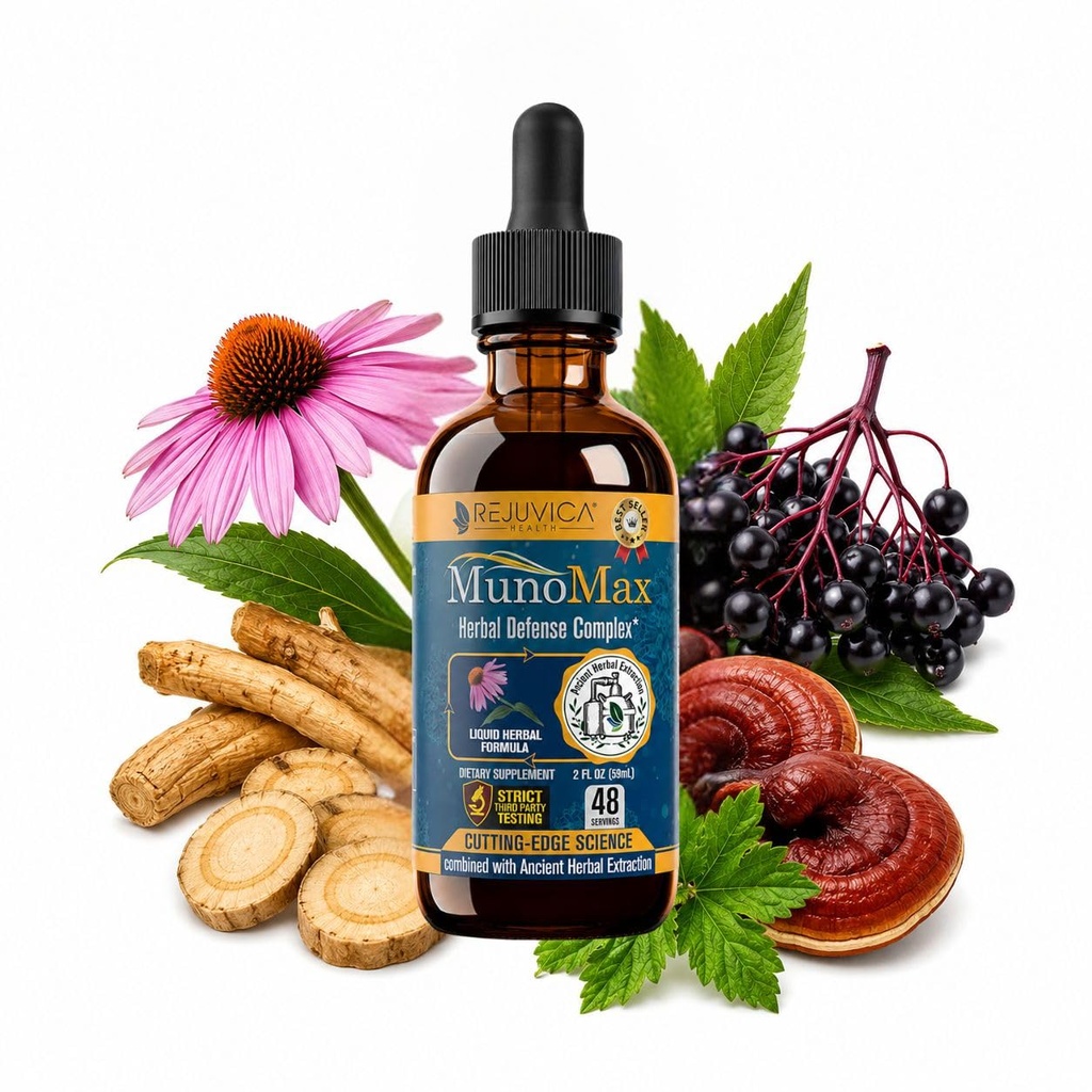 MunoMax - Supplément de support immunitaire avancé - Livraison liquide pour une meilleure absorption - Echinacea, Astragalus, Reishi, Goldenseal, Elderberry & More!