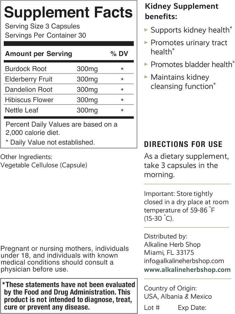 Alkaline Herb Store Supplément rein 90 Capsules