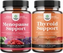 Bundle of Complete Herbal Menopause Supplement for Women for Night Sweats Mood 120ct and Herbal Thyroid Support Complex - Mood Enhancer Energy Supplement for Thyroid Health