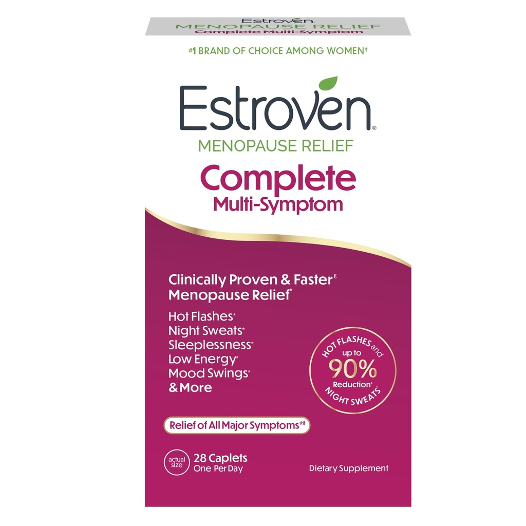 Estroven Complete Multi-Symptôme Ménopause Supplément pour femmes, 28 Ct., Ingrédient prouvé cliniquement fournir Ménopause Relief & Sweats Night & Hot Flash Relief* sans médicament et non-OGM
