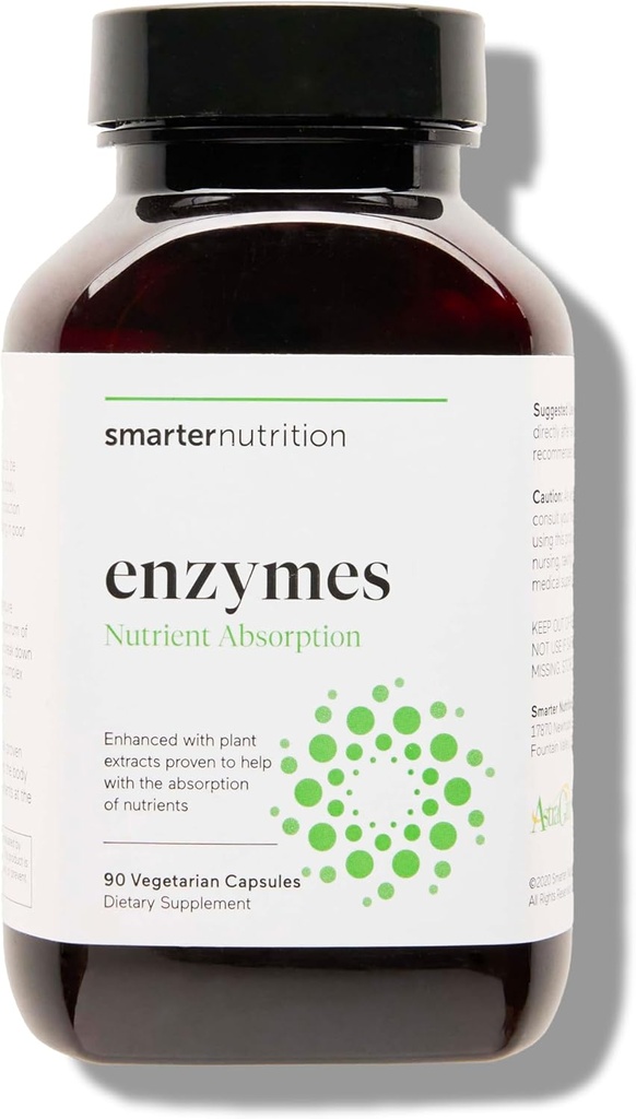 Nutrition plus intelligente Enzymes digestives véganes - Bloat de digestion et soutien de santé Gut avec 16 enzymes multiples pour l'absorption des nutriments et le confort du temps de repas pour les hommes et les femmes - 90 comtes[30 jours]