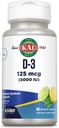KAL Vitamine D-3 5000 UI ActivMelt, Dissolve instantanée, Lime de citron naturel, Fonction immunitaire saine et soutien aux os, 90 portions, 90 micro comprimés