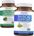 Super Greens & Thyroïde Support (3-Mois d'approvisionnement) Thyroïde Vitality Bundle of Organic Super Greens Powder - Superfood Complete (180 Capsules) & Thyroïde Support for Men and Women (Non-OGM)(180 Capsules)