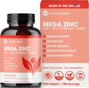Supplément de zinc Mega, 50mg, complexe de zinc 3-en-1, 100 comprimés - micronutriments purs