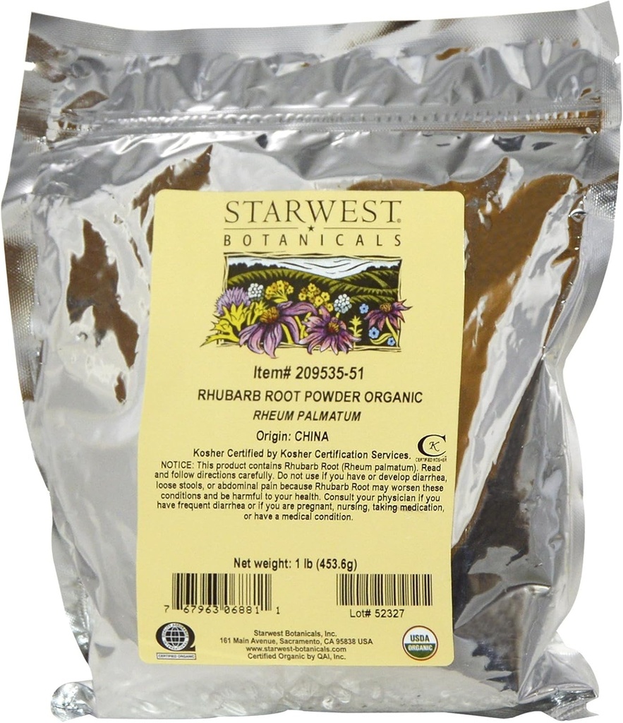 Poudre de racine de rhubarbe biologique 1 livre