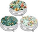 Boîte à pilules 3 packs, petit étui à pilules pour la Purse & Pocket, organisateur mignon de médecine de voyage, porte-conteneur de médicaments portables pour tenir les vitamines, médicaments, huile de poisson et supplément, jolies fleurs