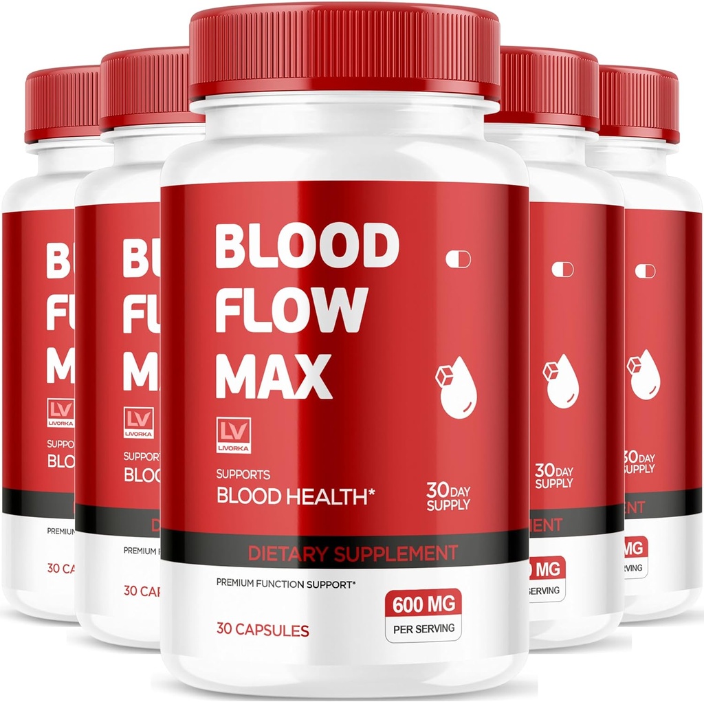 LIVORKA (5 packs de flux sanguin Max, capsules de flux sanguin Max, soutien du flux sanguin Max, BloodFlow Max, capsules de flux sanguin pour le mieux-être général, pilules de flux sanguin Max, 150 capsules pendant 5 mois
