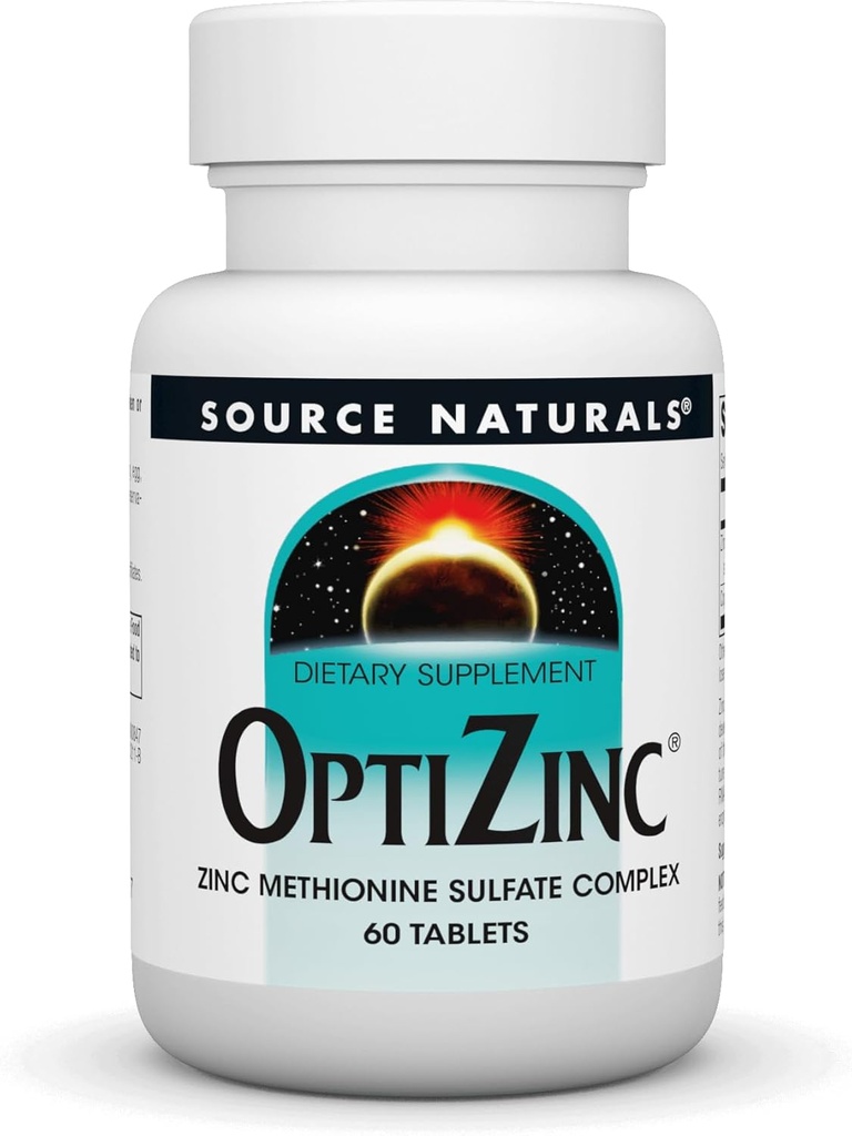 Source Naturals OptiZinc Zinc Complexe de sulfate de méthionine et complément alimentaire - 60 comprimés