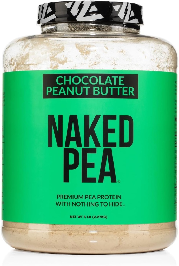 Pois NAKED - Protéines de beurre d'arachides au chocolat provenant des fermes américaines et canadiennes, cacao biologique, sucre de coco biologique - Pas d'OGM, pas de soja et sans gluten, aide à la croissance et à la récupération - 52 portions