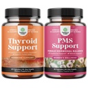 Ensemble de complément de soutien thyroïde à base de plantes et de complément de soutien aux SPM à base de plantes pour les femmes - Mood Enhancer supplément d'énergie pour la santé thyroïde - Complexe d'équilibre féminin avec vitamine SPM pour les femmes