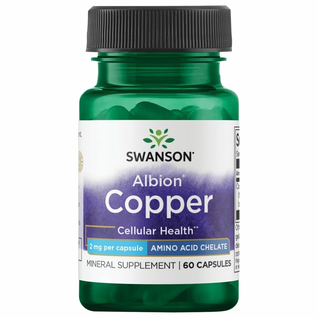Swanson Albion Cuivre Chélaté 2 Milligrammes 60 Capsules