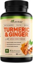 Nature's Base Turmeric and Ginger Supplement - avec Curcumin, vinaigre de cidre de pomme et extrait de poivre noir BioPerine - 95% Curcuminoïdes - 60 Capsules