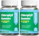 2 Pack Chlorophylle Gommies pour le corps odorant désodorisant*, sans sucre Chlorophylle à mâcher pour les immunes Support Femmes Vegan Non-OGM, 120 Compte