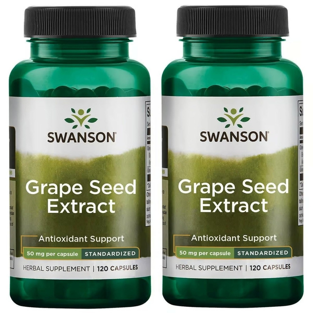 Extrait de graines de raisin de Swanson (normalisé) 50 Milligrammes 120 Capsules (2 Pack)