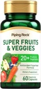 Supplément aux fruits et légumes de la roche piquante 60 capsules Superfood Fruits et Légumes Vitamines avec mélange prébiotique Formule végétarienne non-OGM, sans gluten
