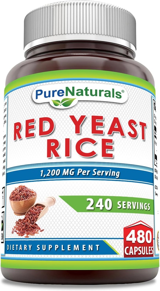 Pure Naturals Riz de levure rouge 1200 Mg par portion, supplément de capsules