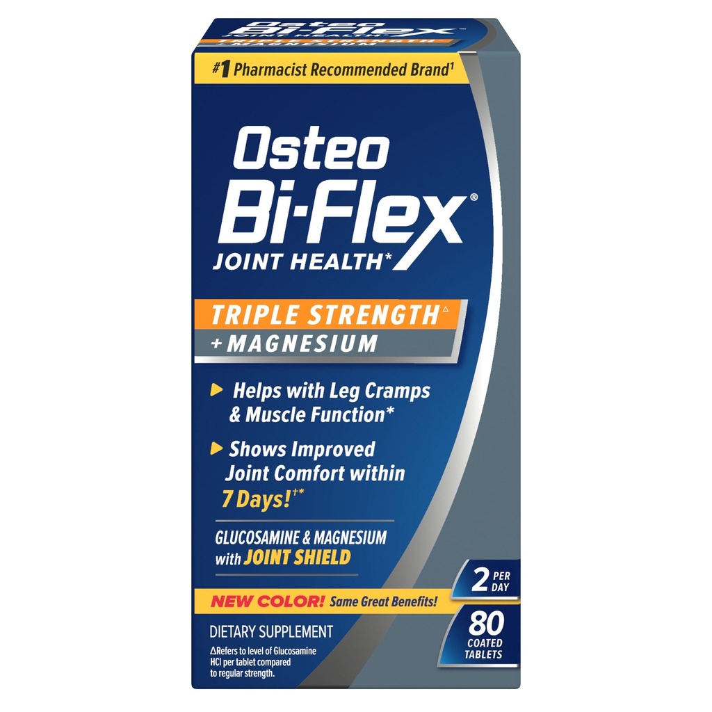 Osteo Bi-Flex Triple Strength Joint Supplément avec Glucosamine & Magnésium, sans gluten, 80 comprimés