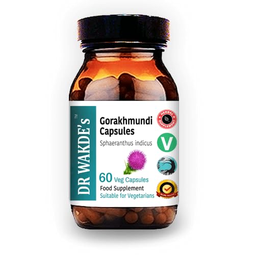 DR WAKDE'S Gorakhmundi Capsules (Sphaeranthus indicus, 60 Veg Caps, supplément à base de plantes, ayurvédique, tous naturels, végétaliens)