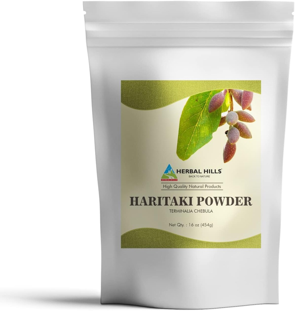 HERBAL HILLS Haritaki Poudre Terminalia Chebula Inknut Harde 1 Pound / 16 Oz Pack de 1
